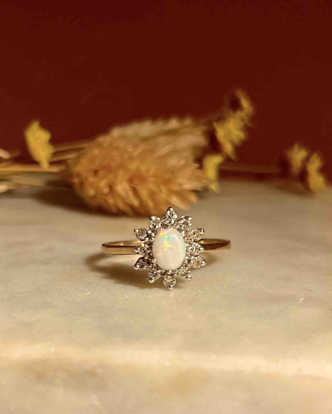 Bague marguerite Opale &amp; Diamants "Ida" - Elliade Paris