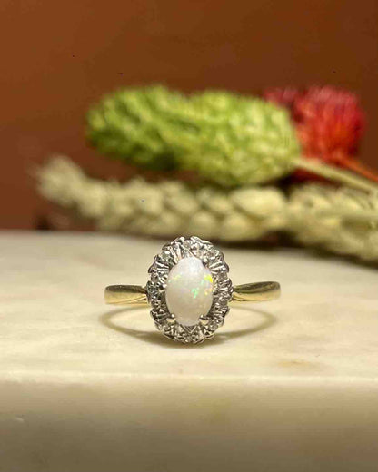Bague marguerite Opale &amp; Diamants &quot;Julie&quot; - Elliade Paris