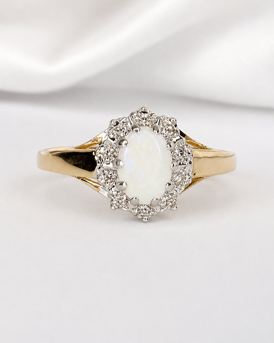 Bague Marguerite Opale &amp; Diamants "Laura" - Elliade Paris