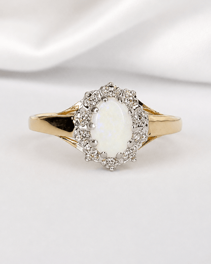 Bague Marguerite Opale &amp; Diamants "Laura" - Elliade Paris