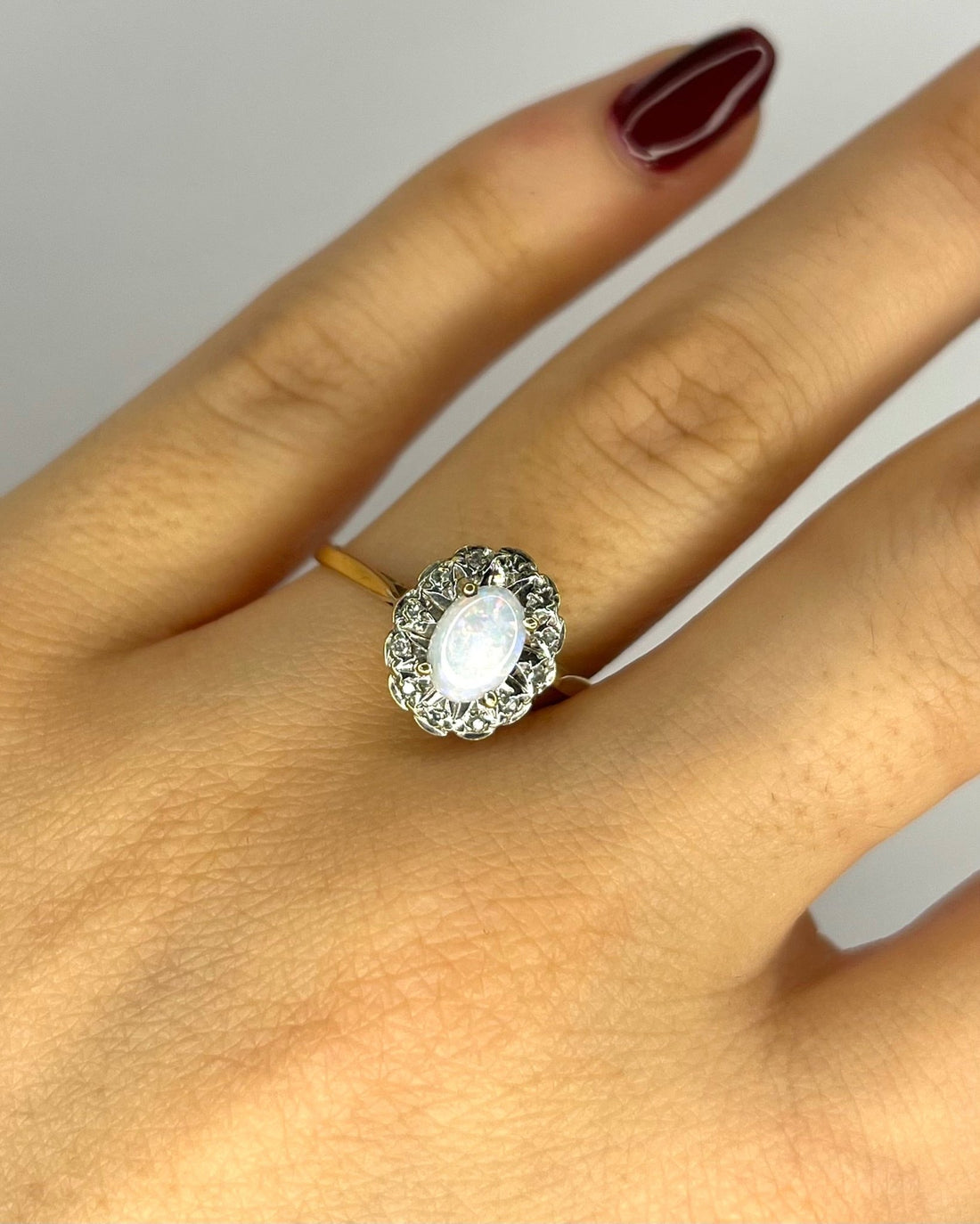 Bague Marguerite Opale &amp; Diamants "Silya" - Elliade Paris