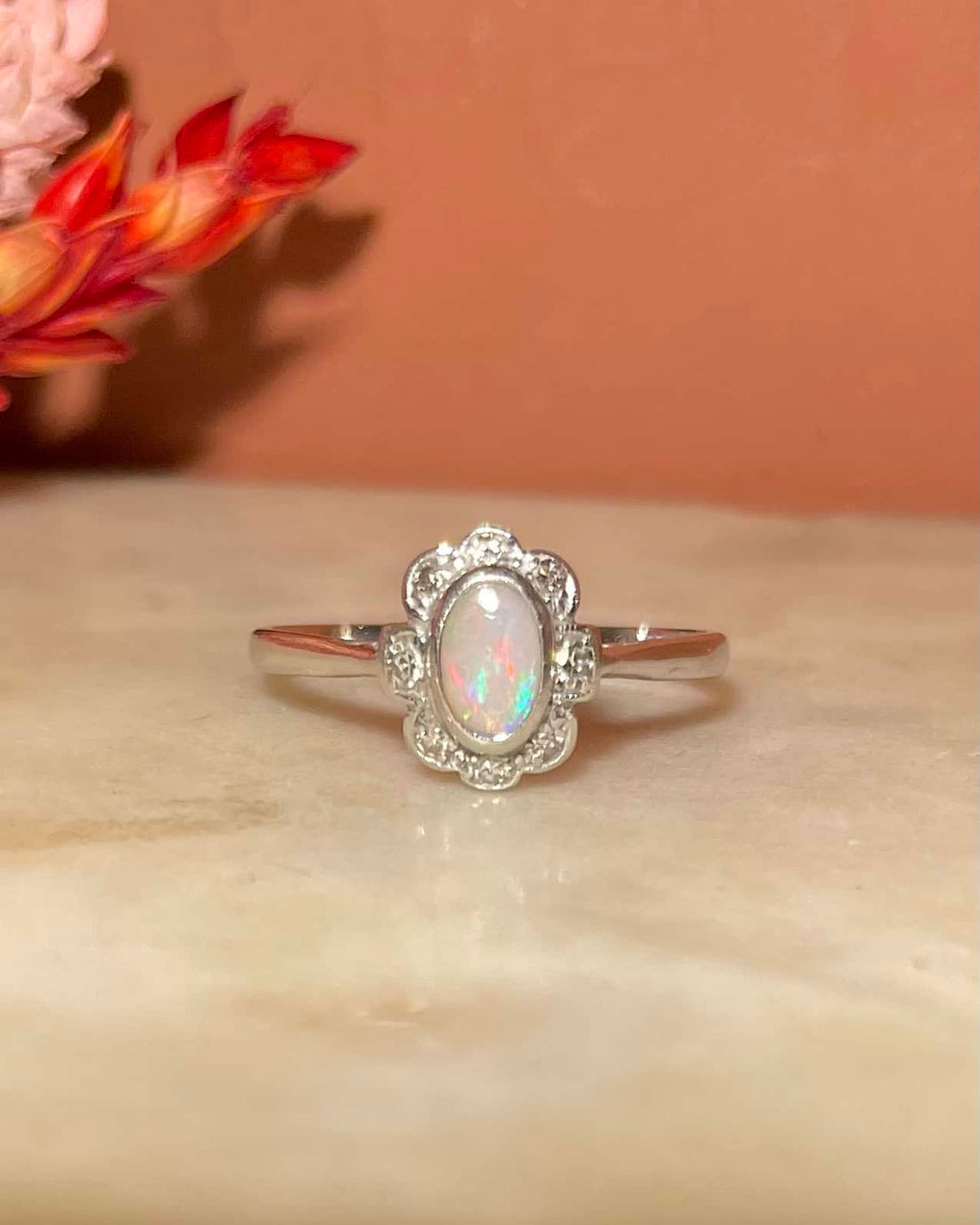 Bague Art-Déco Opale &amp; Diamants &quot;Ofélia&quot;