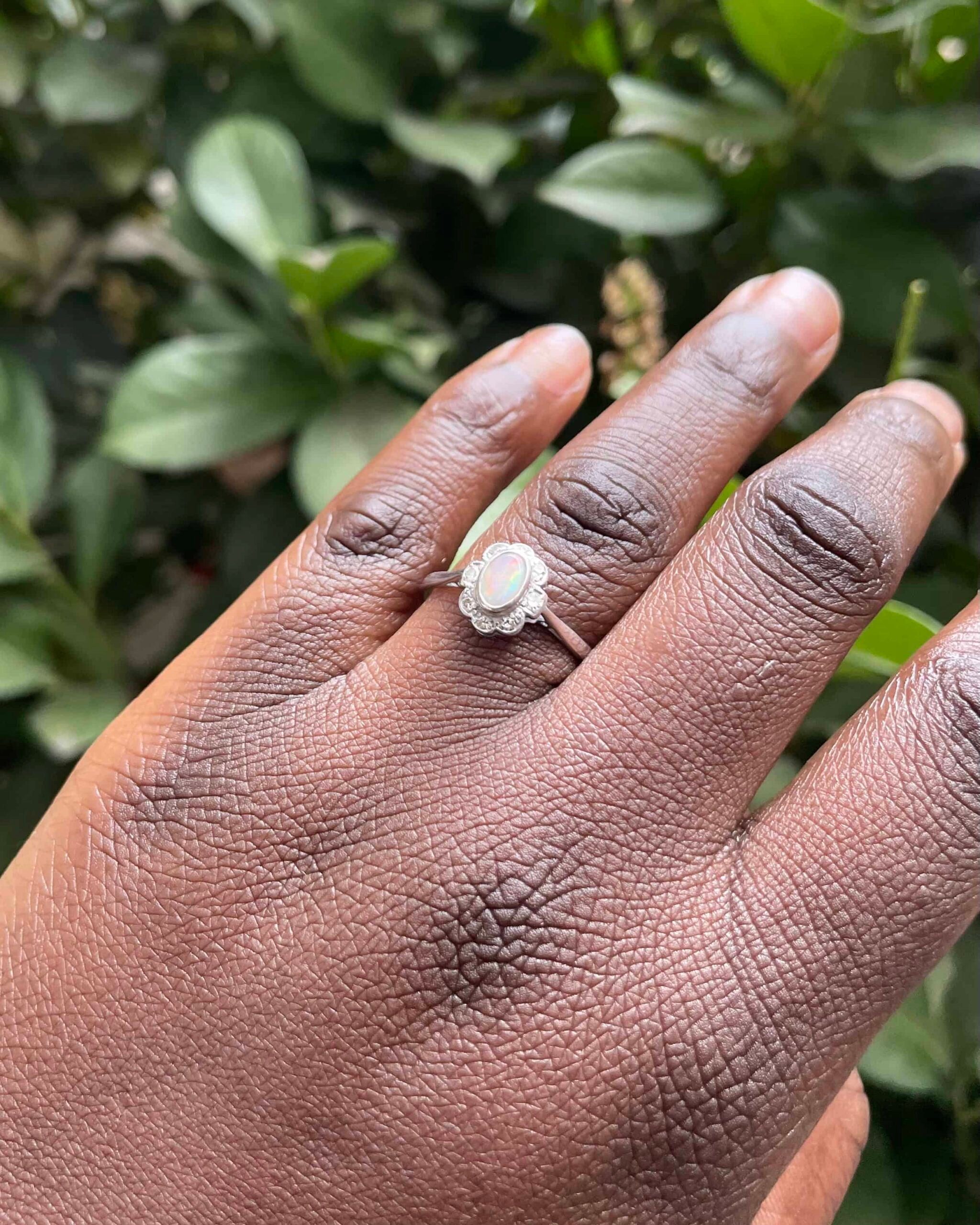 Bague Art-Déco Opale &amp; Diamants "Ofélia"