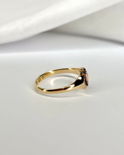 Bague Marguerite Opale &amp; Rubis 0.36 carat &quot;Eden&quot; - Elliade Paris