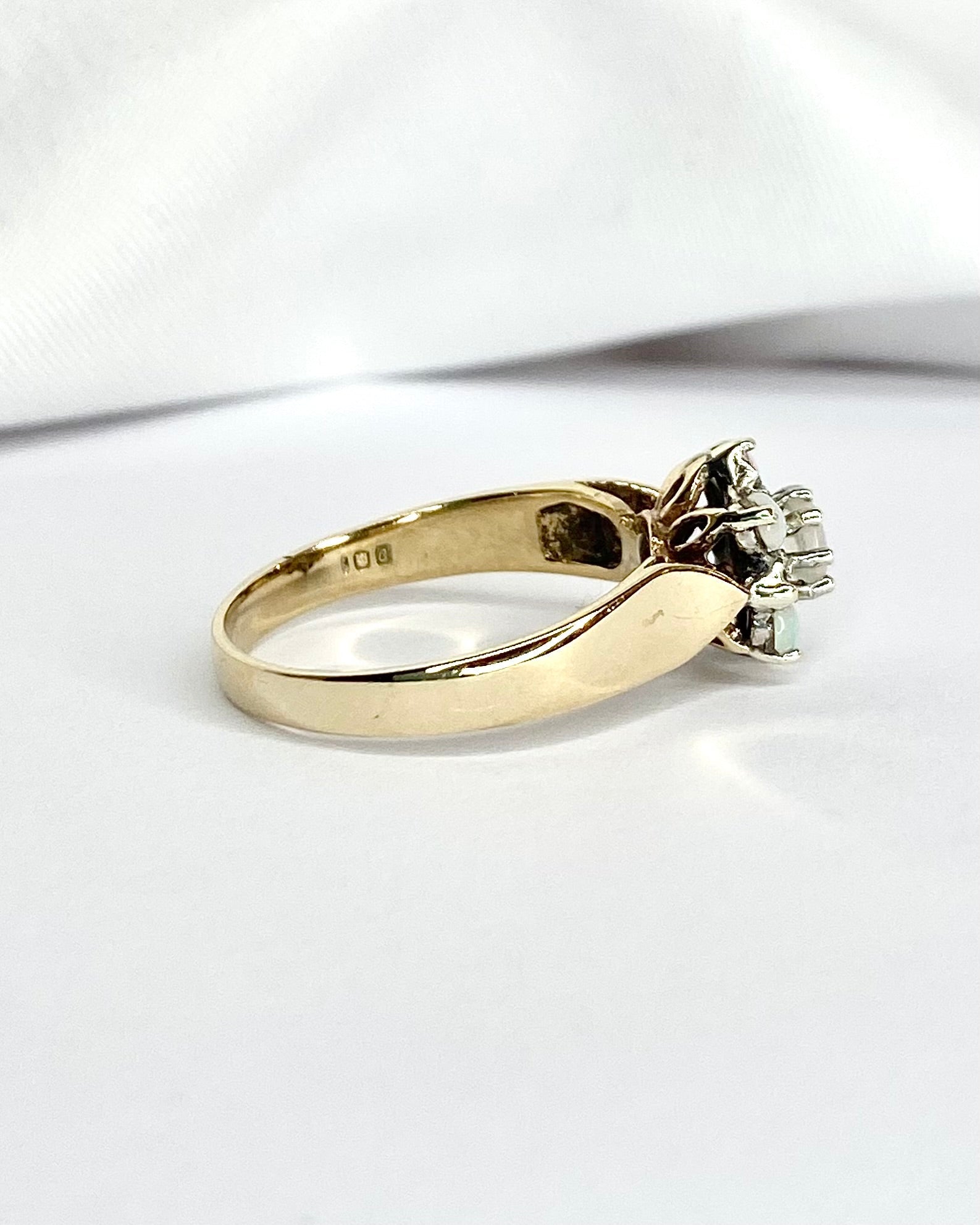 Bague Marguerite Opales &amp; Diamants "Laura" - Elliade Paris