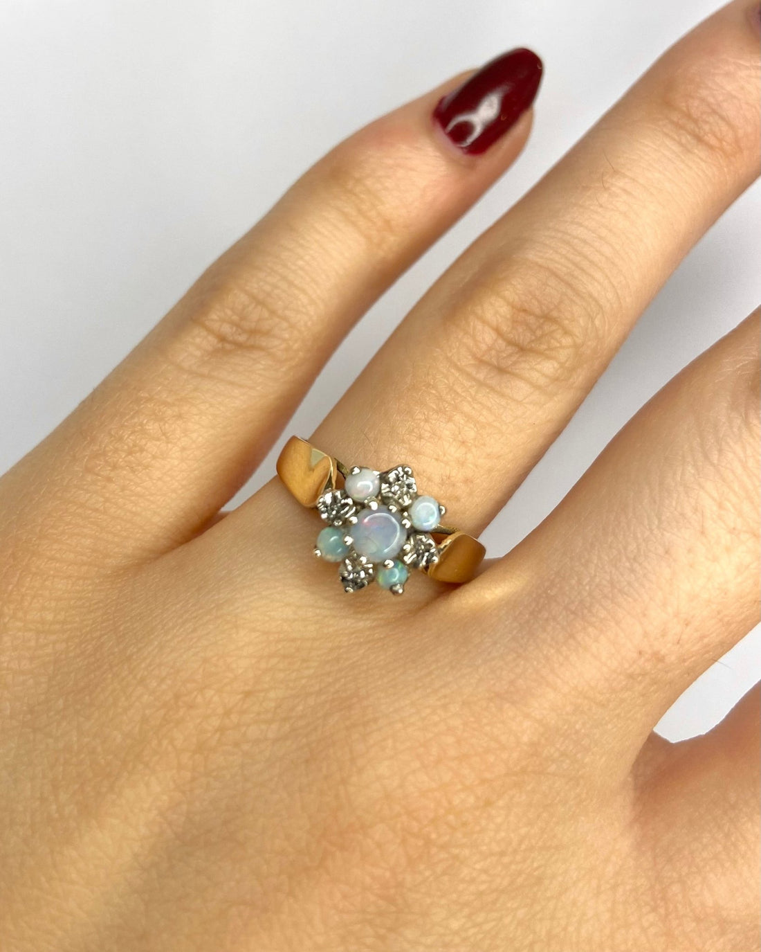 Bague Marguerite Opales &amp; Diamants "Laura" - Elliade Paris