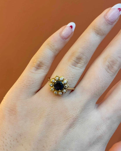 Bague Marguerite Saphir 0.75 Carat &amp; Diamants &quot;Corinna&quot;