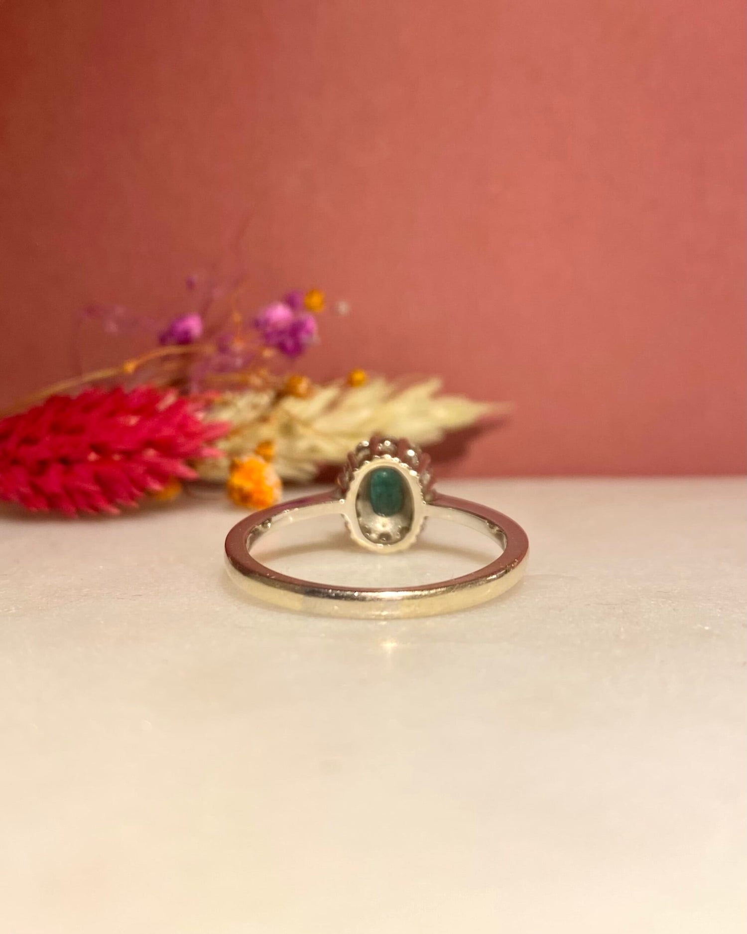 Bague Marguerite Émeraude 0.50 carat &amp; Diamants &quot;Jane&quot;