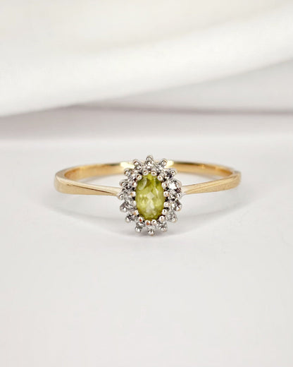 Bague Marguerite Péridot &amp; Diamants "Tamara" - Elliade Paris