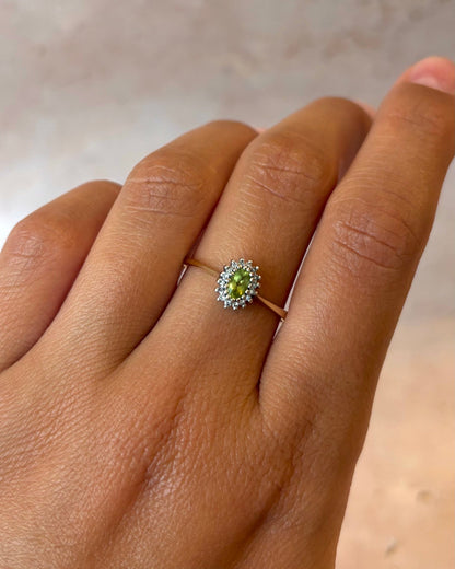 Bague Marguerite Péridot &amp; Diamants "Tamara" - Elliade Paris