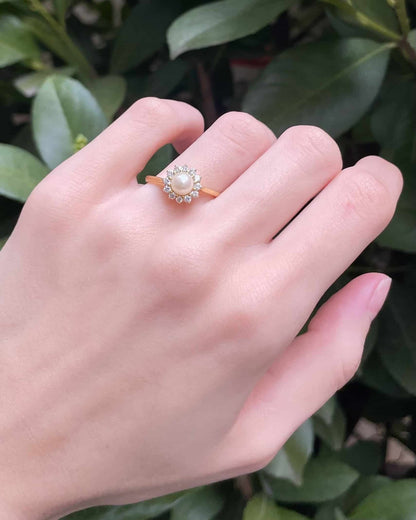 Bague Marguerite Perle &amp; 12 Diamants &quot;Jensyn&quot; - Elliade Paris