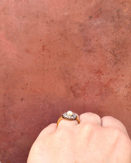 Bague Marguerite Perle &amp; Diamants 0.48 carat "Manna" - Elliade Paris