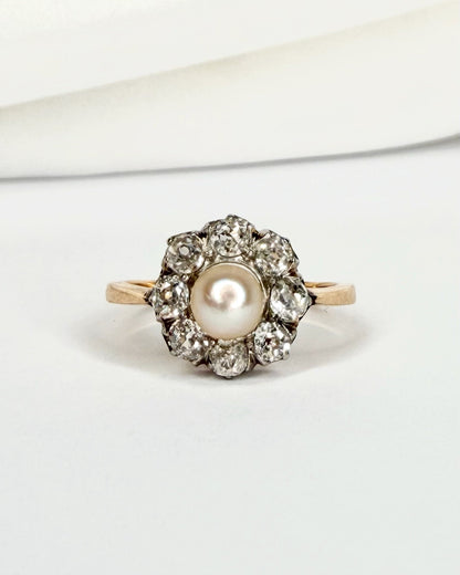 Bague Marguerite Perle &amp; Diamants 0.48 carat "Manna" - Elliade Paris