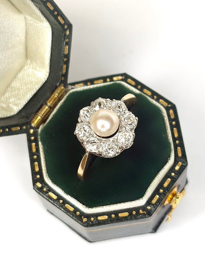 Bague Marguerite Perle &amp; Diamants 0.48 carat "Manna" - Elliade Paris