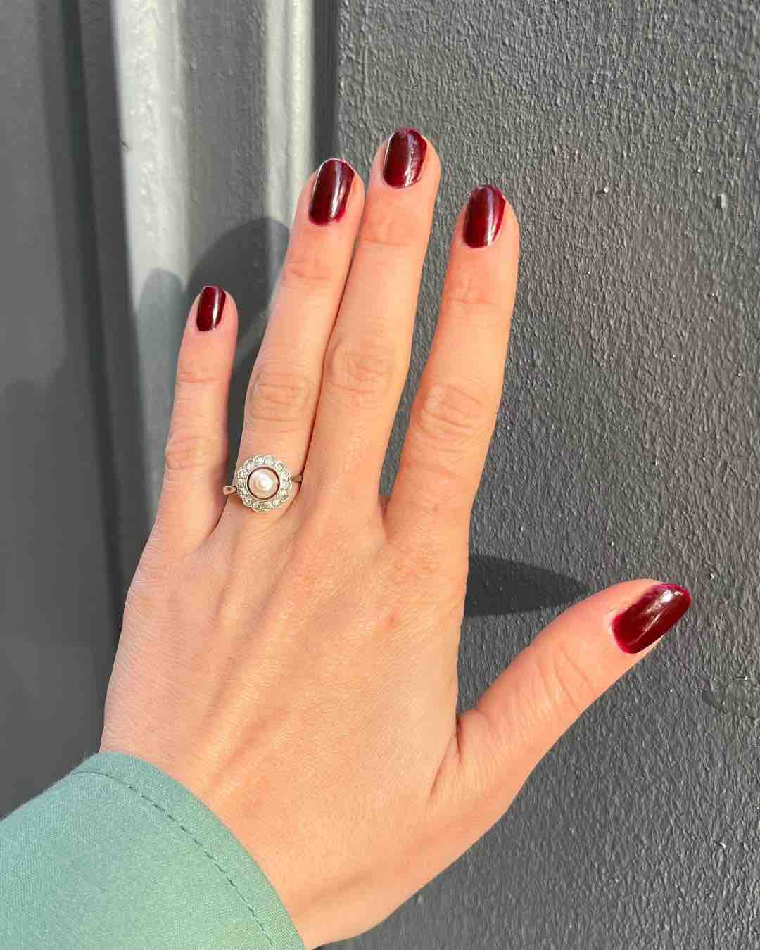 Anillo de margaritas de perla y diamantes &quot;Jenna&quot;