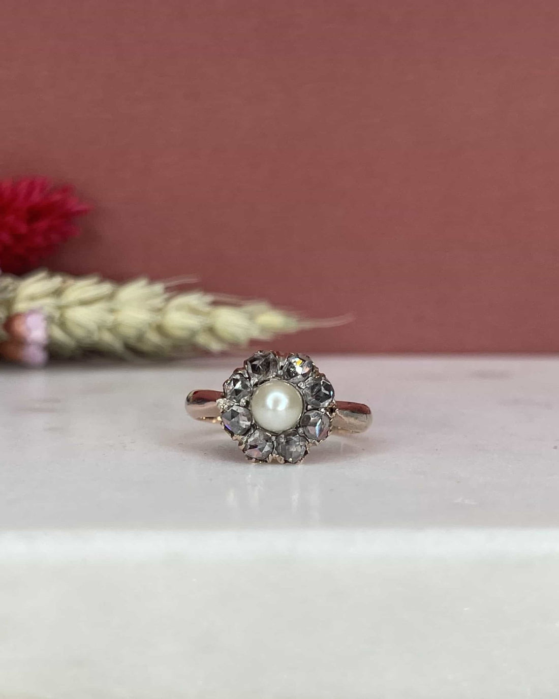 Bague Marguerite Perle &amp; Diamants &quot;Anaïa&quot; - Elliade Paris