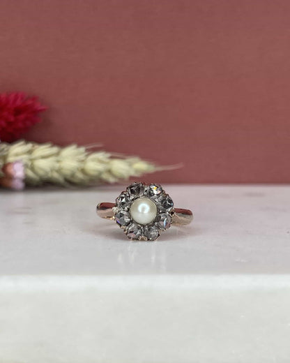 Bague Marguerite Perle &amp; Diamants &quot;Anaïa&quot; - Elliade Paris