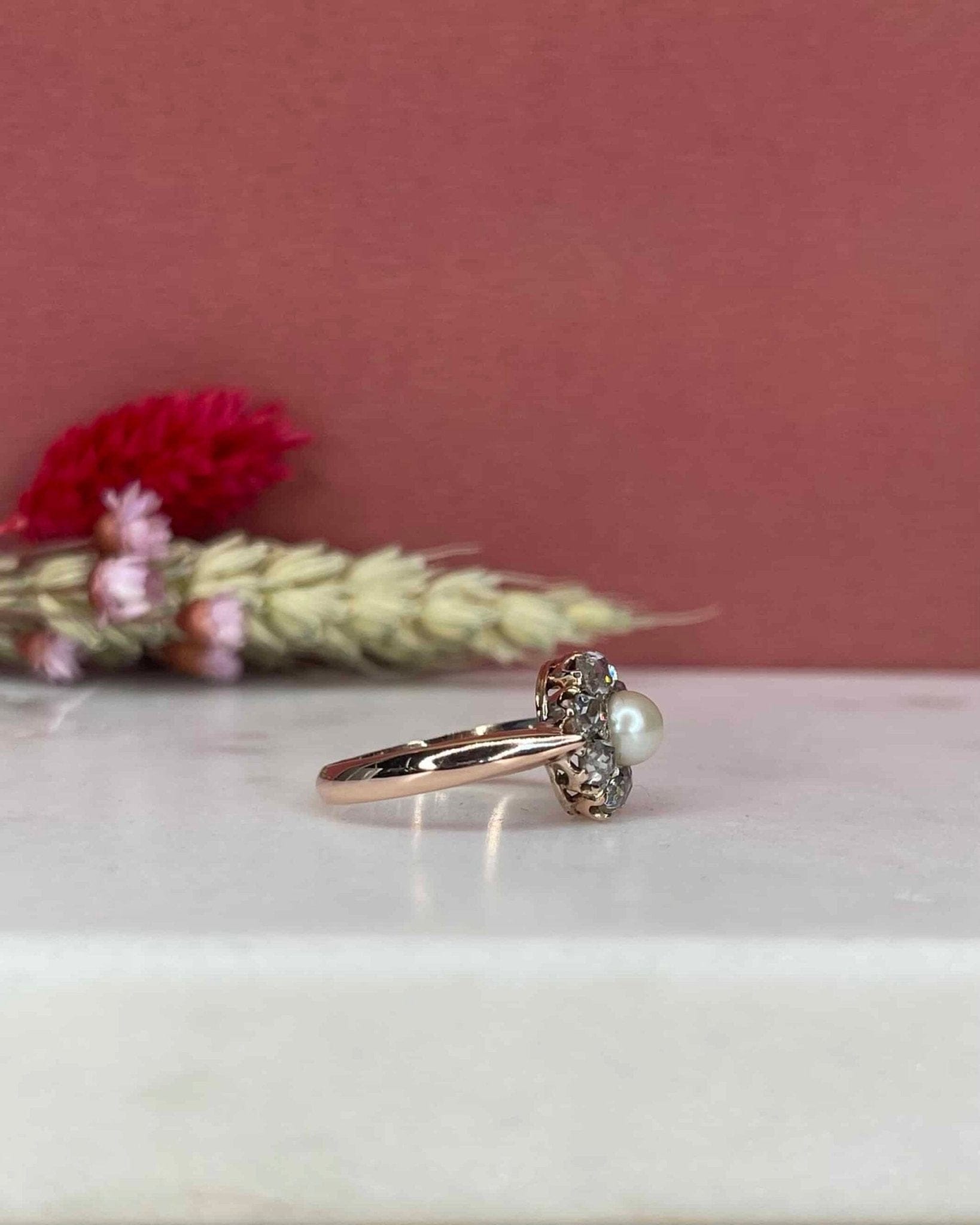 Bague Marguerite Perle &amp; Diamants "Anaïa" - Elliade Paris