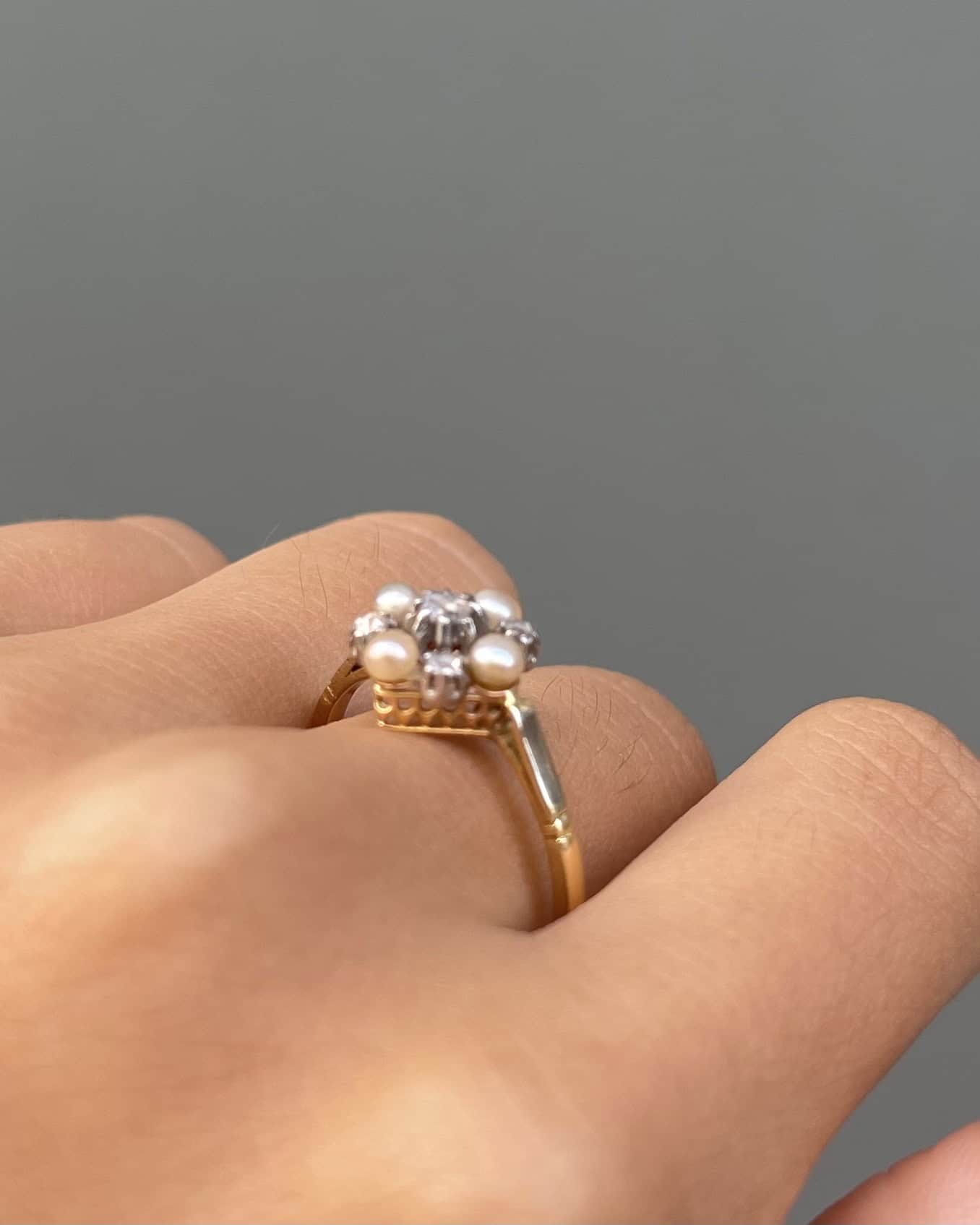 Bague Marguerite Perle &amp; Diamants "Océane" - Elliade Paris