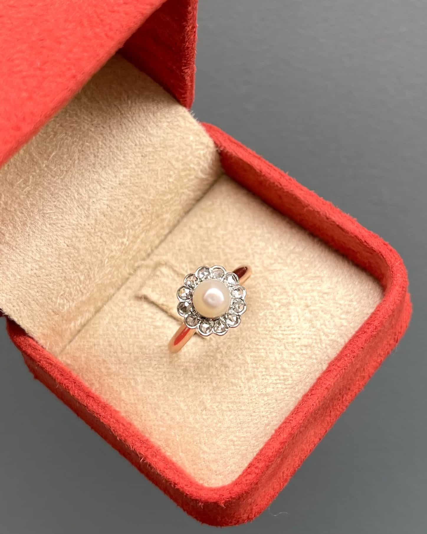 Bague Marguerite Perle &amp; Diamants "Paige" - Elliade Paris