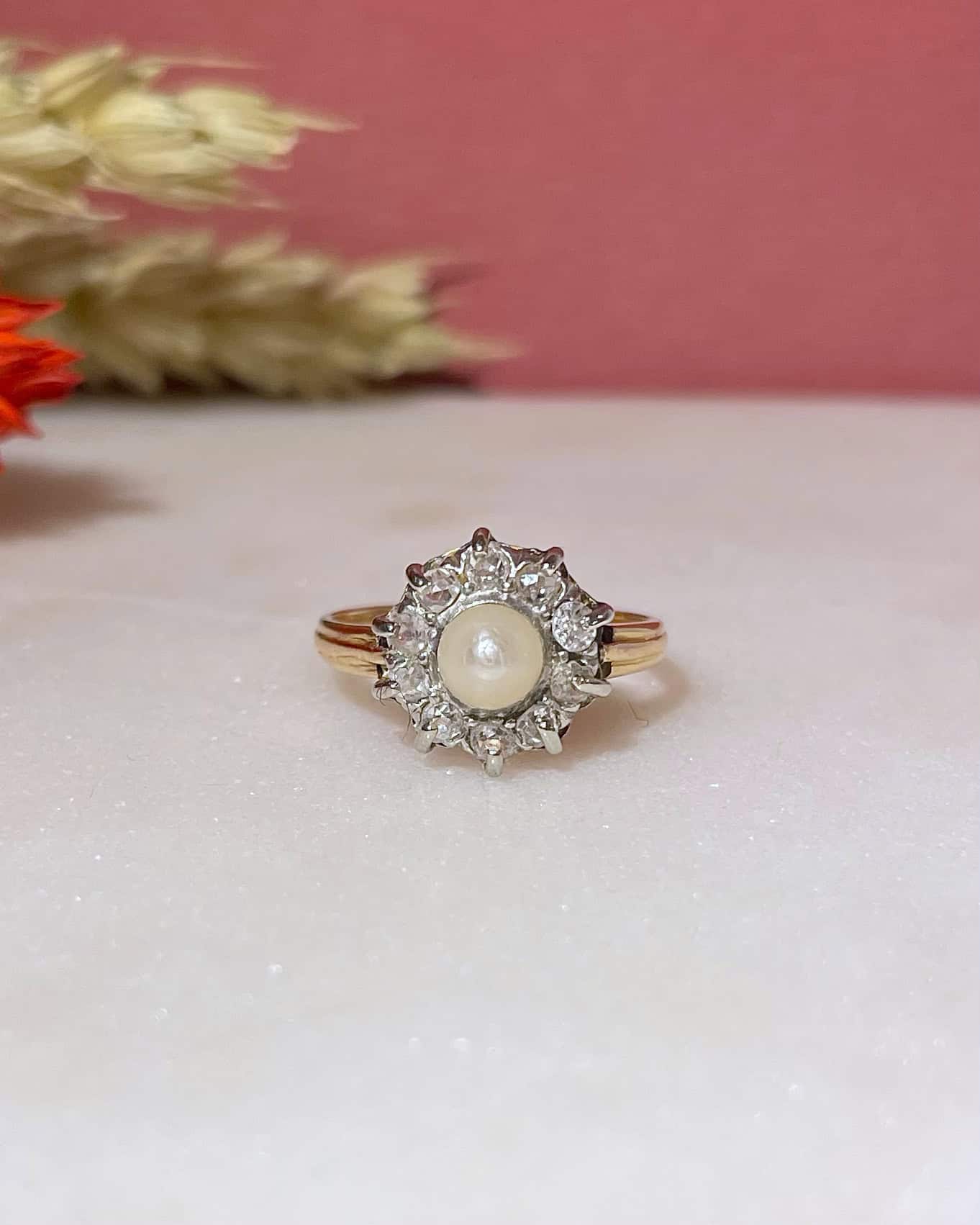 Bague Marguerite Perle &amp; Diamants "Paulette" - Elliade Paris