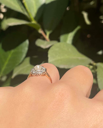 Bague Marguerite Perle &amp; Diamants &quot;Paulette&quot; - Elliade Paris