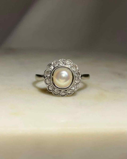 Bague Marguerite Perle et Diamants &quot;Jenna&quot; - Elliade Paris