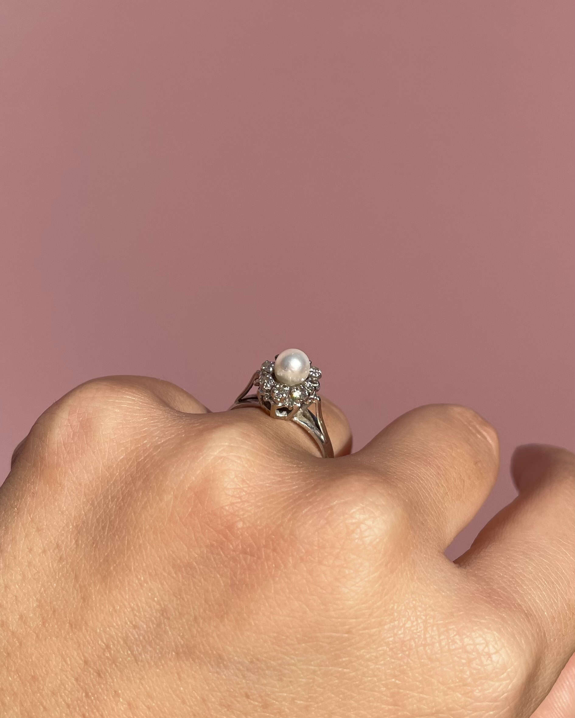 Bague Marguerite Perle &amp; Diamants &quot;Kassidy&quot;