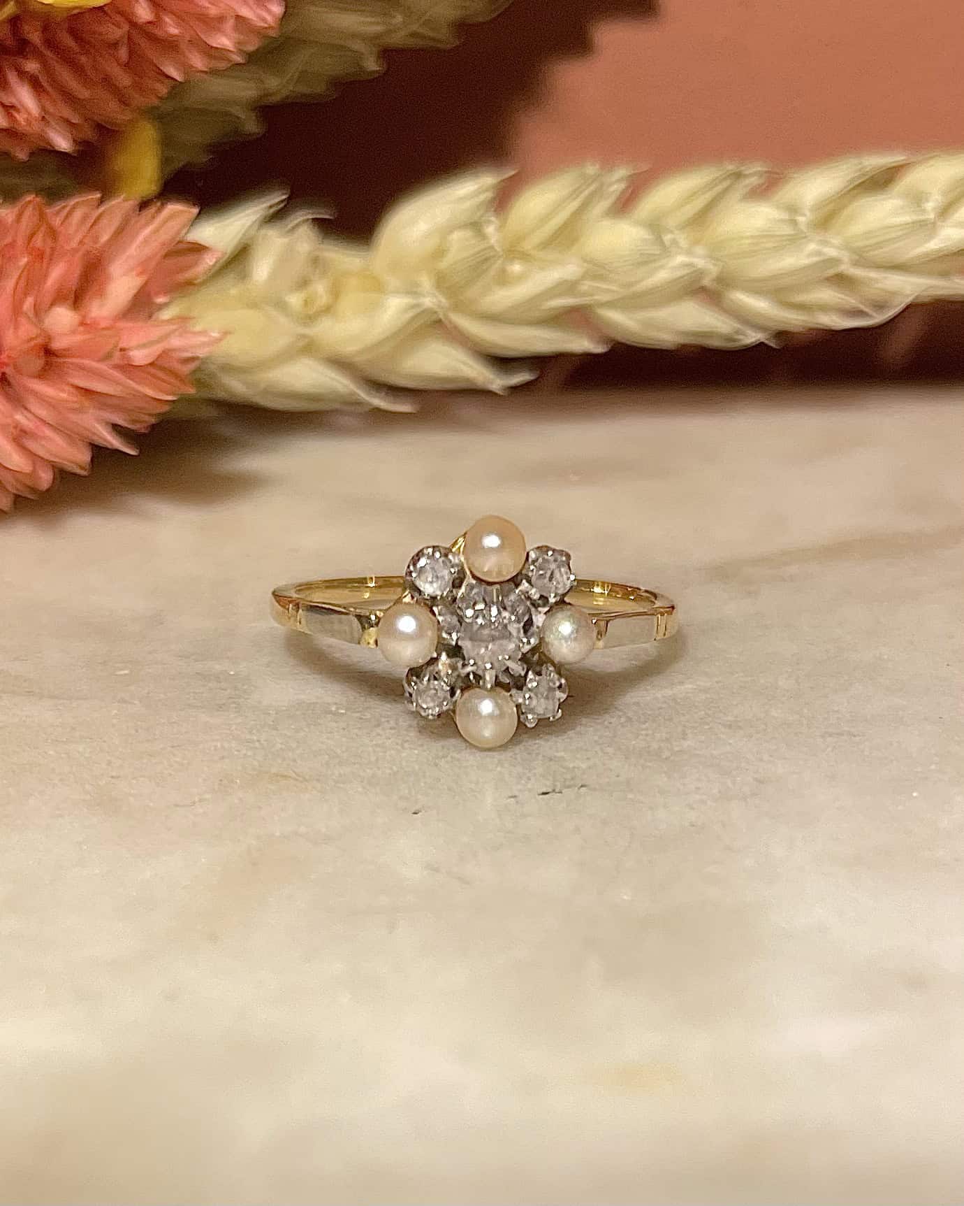 Bague Marguerite Perle &amp; Diamants "Océane"