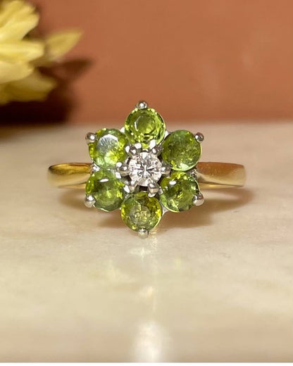 Bague Marguerite Péridot coeur Diamant &quot;Savanah&quot;