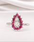 Bague Marguerite Poire Diamants & Rubis "Ariette" - Elliade Paris