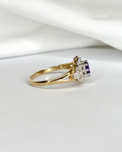 Bague Marguerite Rivière Améthyste &amp; 14 Diamants &quot;Lamia&quot; - Elliade Paris