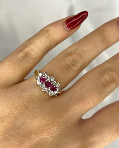 Bague Marguerite Rivière Rubis 0.49 carat &amp; Diamants 0.42 carat &quot;Emilia&quot; - Elliade Paris