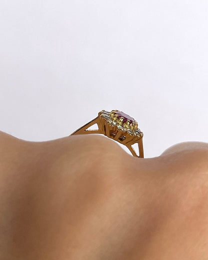 Bague Marguerite Rubis 0.25 carat &amp; Diamants 0.24 carat "Mona" - Elliade Paris