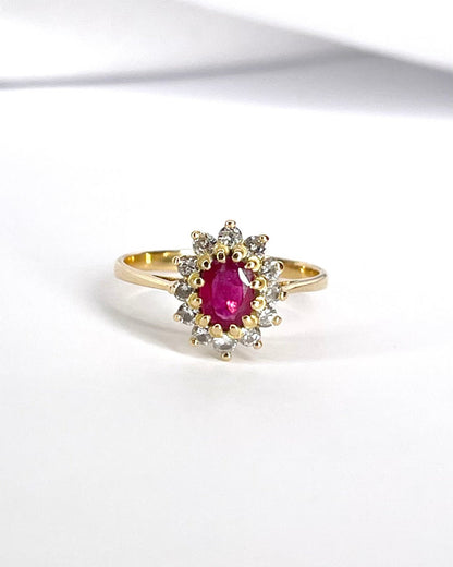 Bague Marguerite Rubis 0.25 carat &amp; Diamants 0.24 carat "Mona" - Elliade Paris