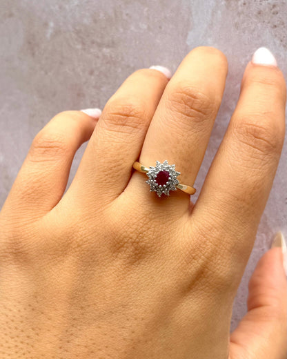 Bague Marguerite Rubis 0.35 carat &amp; Diamants 0.24 carat "Maggy" - Elliade Paris