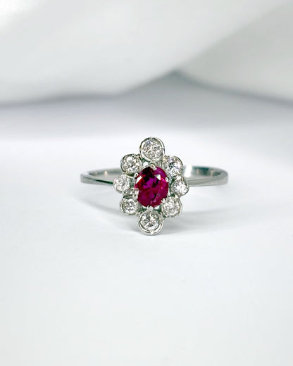 Bague Marguerite Rubis 0.40 carat &amp; 8 Diamants "Romy" - Elliade Paris