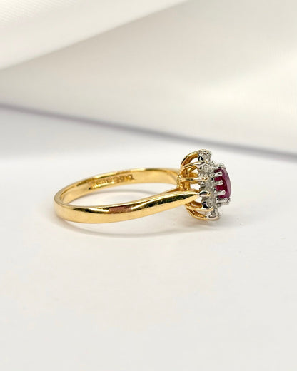 Bague Marguerite Rubis 0.42 carat &amp; 12 Diamants "Adisson" - Elliade Paris