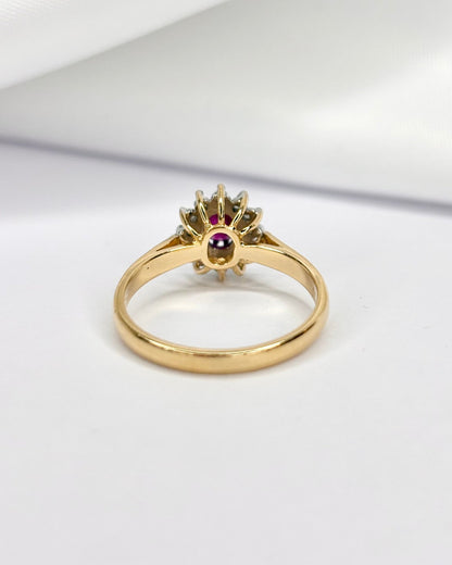 Bague Marguerite Rubis 0.42 carat &amp; 12 Diamants "Adisson" - Elliade Paris