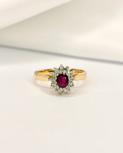 Bague Marguerite Rubis 0.42 carat &amp; 12 Diamants "Adisson" - Elliade Paris