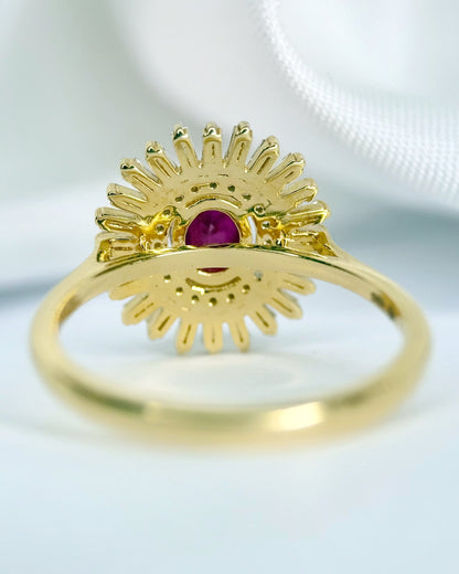 Bague Marguerite Rubis 0.42 carat &amp; Diamants Baguette 0.31 carat "Suzanne" - Elliade Paris