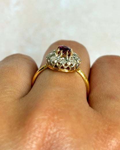 Bague Marguerite Rubis 0.45 carat &amp; Diamants 0.30 carat "Anais" - Elliade Paris