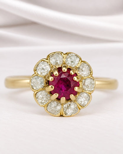 Bague Marguerite Rubis 0.50 carat &amp; Diamants 0.40 carat "Marjolaine" - Elliade Paris