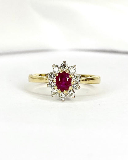 Bague Marguerite Rubis 0.50 carat &amp; Diamants "Oriane" - Elliade Paris