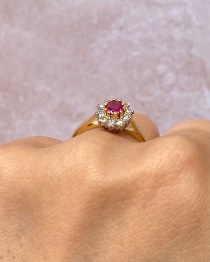 Bague Marguerite Rubis 0.50 carat &amp; Diamants "Oriane" - Elliade Paris
