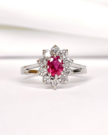 Bague Marguerite Rubis 0.55 carat &amp; Diamants 0.30 carat "Adeline" - Elliade Paris