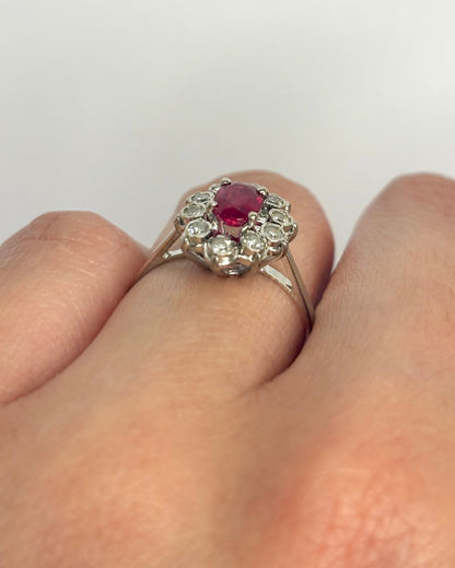 Bague Marguerite Rubis 0.55 carat &amp; Diamants 0.30 carat "Irène" - Elliade Paris
