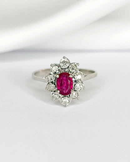 Bague Marguerite Rubis 0.55 carat &amp; Diamants 0.30 carat "Irène" - Elliade Paris