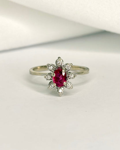 Bague Marguerite Rubis 0.57 carat &amp; Diamants "Tania" - Elliade Paris