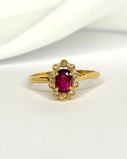 Bague Marguerite Rubis 0.58 carat &amp; Diamants "Nolwenn" - Elliade Paris